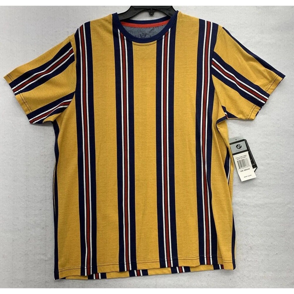 Drill Clothing￼ T- Shirt Gold Navy Men's Size Medium Crew Neck Strips
